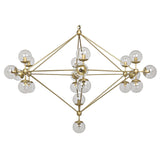 Pluto Metal and Glass Large Chandelier With Brass Finish Chandeliers LOOMLAN By Noir