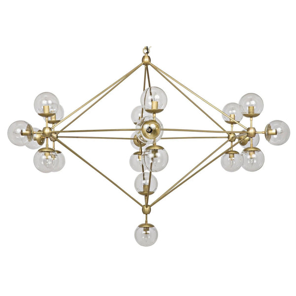 Pluto Metal and Glass Large Chandelier With Brass Finish Chandeliers LOOMLAN By Noir