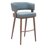 Poise Wood and Steel Blue Barstool (Set of 2) Bar Stools LOOMLAN By Zuo Modern