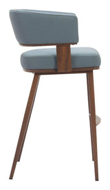 Poise Wood and Steel Blue Barstool (Set of 2) Bar Stools LOOMLAN By Zuo Modern