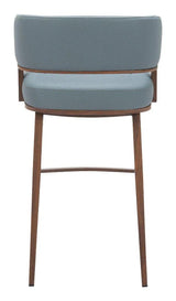 Poise Wood and Steel Blue Barstool (Set of 2) Bar Stools LOOMLAN By Zuo Modern