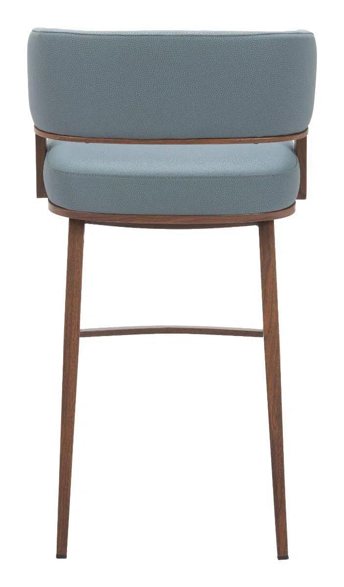 Poise Wood and Steel Blue Barstool (Set of 2) Bar Stools LOOMLAN By Zuo Modern