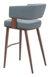 Poise Wood and Steel Blue Barstool (Set of 2) Bar Stools LOOMLAN By Zuo Modern