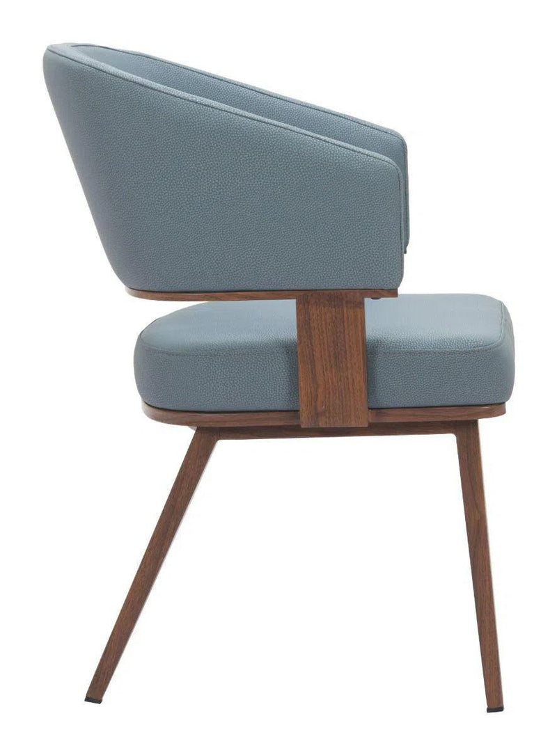 Poise Wood and Steel Blue Dining Arm Chair (Set of 2) Dining Chairs LOOMLAN By Zuo Modern