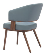 Poise Wood and Steel Blue Dining Arm Chair (Set of 2) Dining Chairs LOOMLAN By Zuo Modern