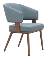 Poise Wood and Steel Blue Dining Arm Chair (Set of 2) Dining Chairs LOOMLAN By Zuo Modern