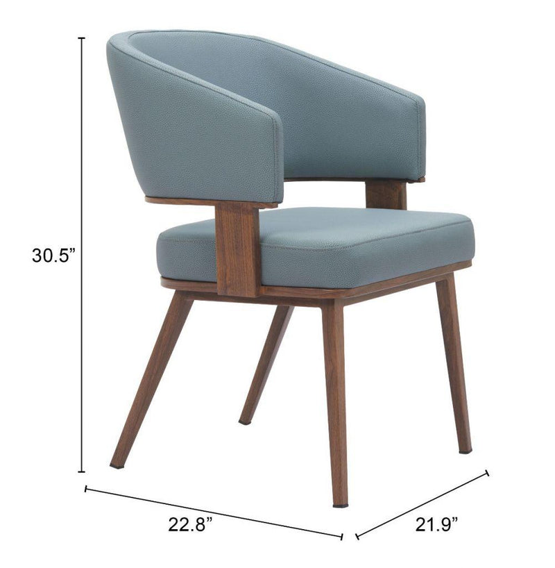 Poise Wood and Steel Blue Dining Arm Chair (Set of 2) Dining Chairs LOOMLAN By Zuo Modern