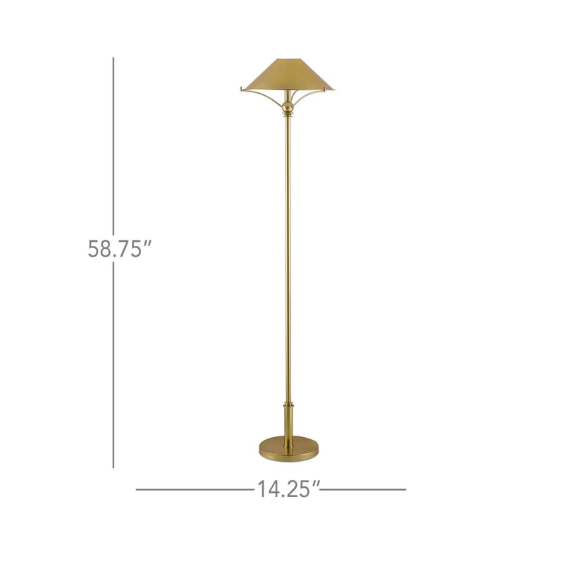 Polished Brass Maarla Brass Floor Lamp Floor Lamps LOOMLAN By Currey & Co