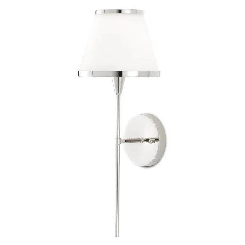 Polished Nickel Opaque Glass Brimsley Nickel Wall Sconce Wall Sconces LOOMLAN By Currey & Co