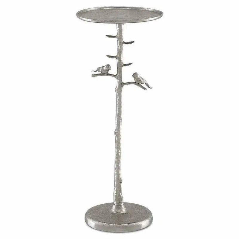 Polished Nickel Piaf Silver Drinks Table Side Tables LOOMLAN By Currey & Co