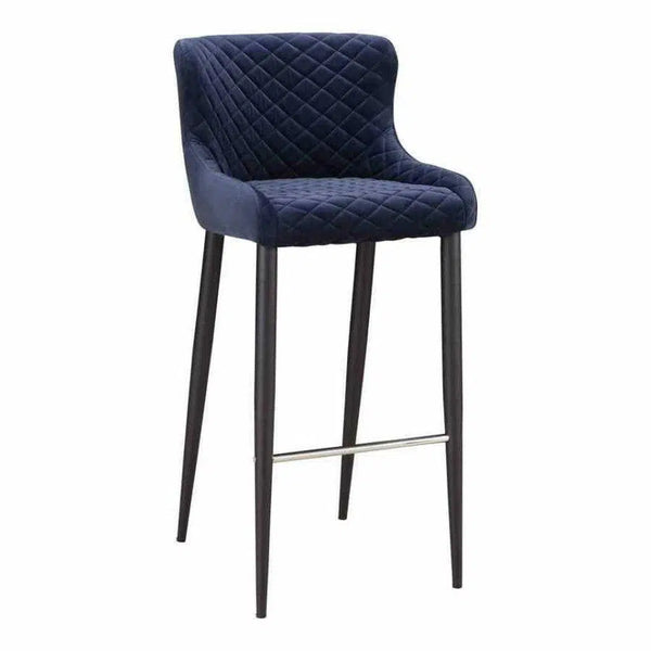 Polyester Upholstered Dark Blue Barstool Bar Stools LOOMLAN By Moe's Home