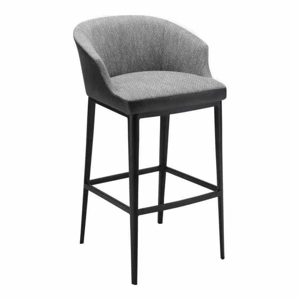 Polyester Upholstered Grey Retro Barstool Bar Stools LOOMLAN By Moe's Home