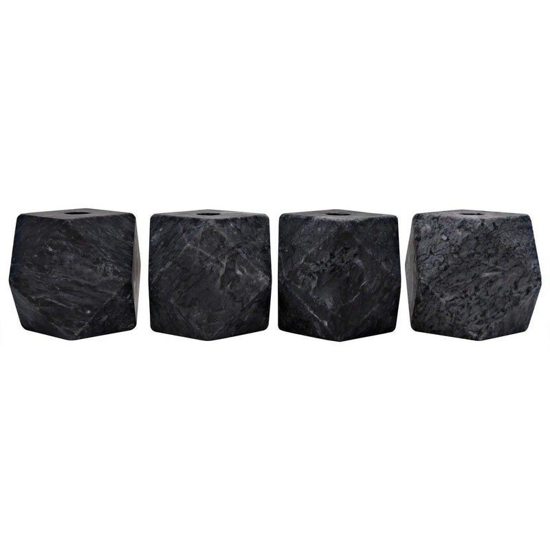 Polyhedron Decorative Marble Black Candle Holder (Set of 4) Lanterns LOOMLAN By Noir