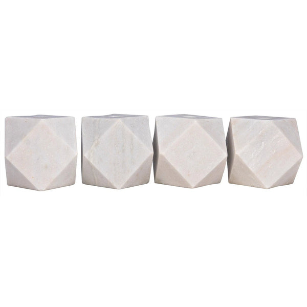 Polyhedron Decorative Marble White Candle Holder (Set of 4) Lanterns LOOMLAN By Noir