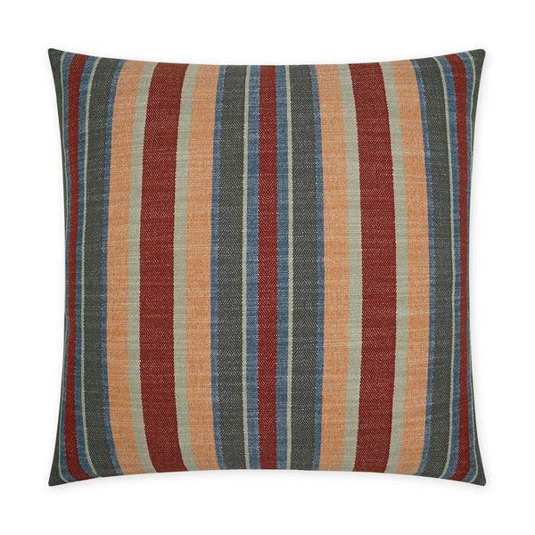 Ponce Lodge Western Chic Stripes Red Large Throw Pillow With Insert Throw Pillows LOOMLAN By D.V. Kap