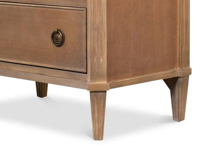 Poppin's Tulip Wood Brown Rectangular Side Table With 3 Drawers Side Tables LOOMLAN By Sarreid