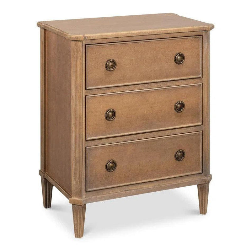 Poppin's Tulip Wood Brown Rectangular Side Table With 3 Drawers Side Tables LOOMLAN By Sarreid