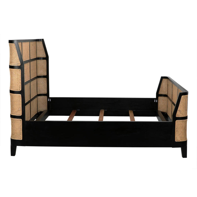 Porto Black Wooden Bed Frame Beds LOOMLAN By Noir