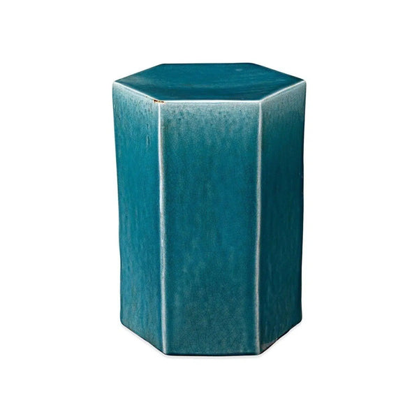 Porto Large Light Blue Ceramic Mid Century Modern Side Table Side Tables LOOMLAN By Jamie Young