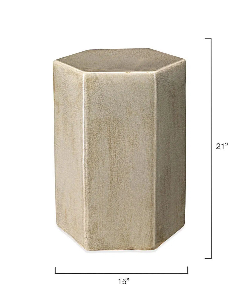 Porto Large Taupe Ceramic Mid Century Modern Side Table Side Tables LOOMLAN By Jamie Young