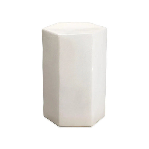 Porto Large White Ceramic Mid Century Modern Side Table Side Tables LOOMLAN By Jamie Young