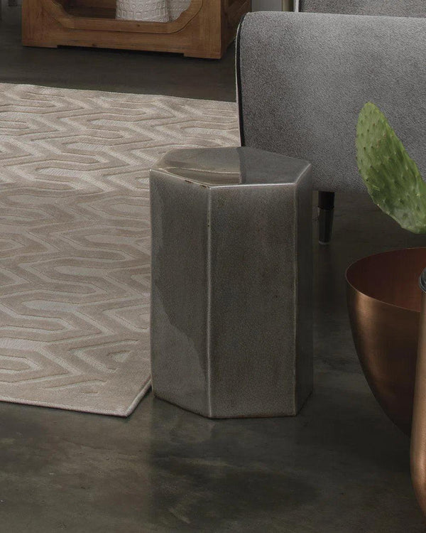 Porto Small Grey Ceramic Mid Century Modern Side Table Side Tables LOOMLAN By Jamie Young