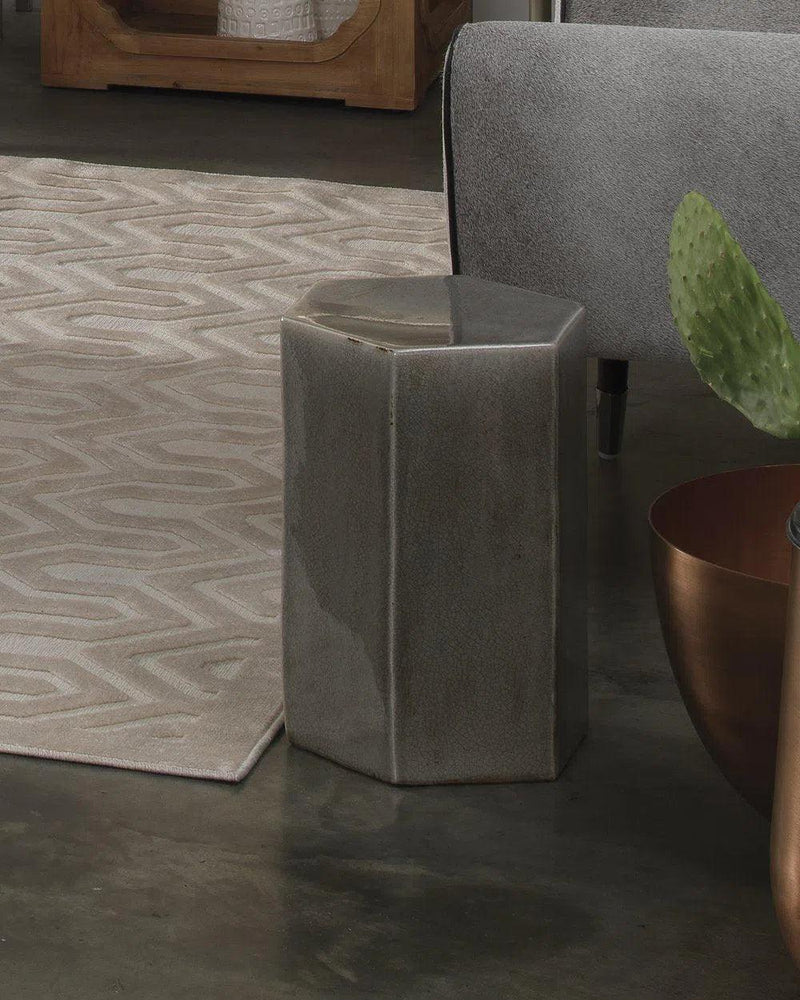 Porto Small Grey Ceramic Mid Century Modern Side Table Side Tables LOOMLAN By Jamie Young