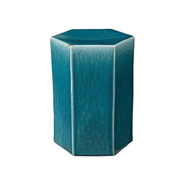 Porto Small Light Blue Ceramic Mid Century Modern Side Table Side Tables LOOMLAN By Jamie Young