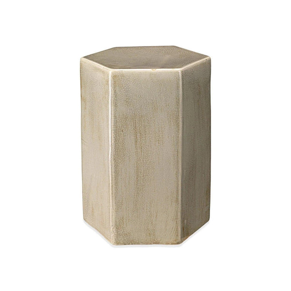 Porto Small Taupe Ceramic Mid Century Modern Side Table Side Tables LOOMLAN By Jamie Young