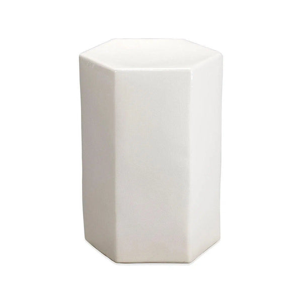 Porto Small White Ceramic Mid Century Modern Side Table Side Tables LOOMLAN By Jamie Young