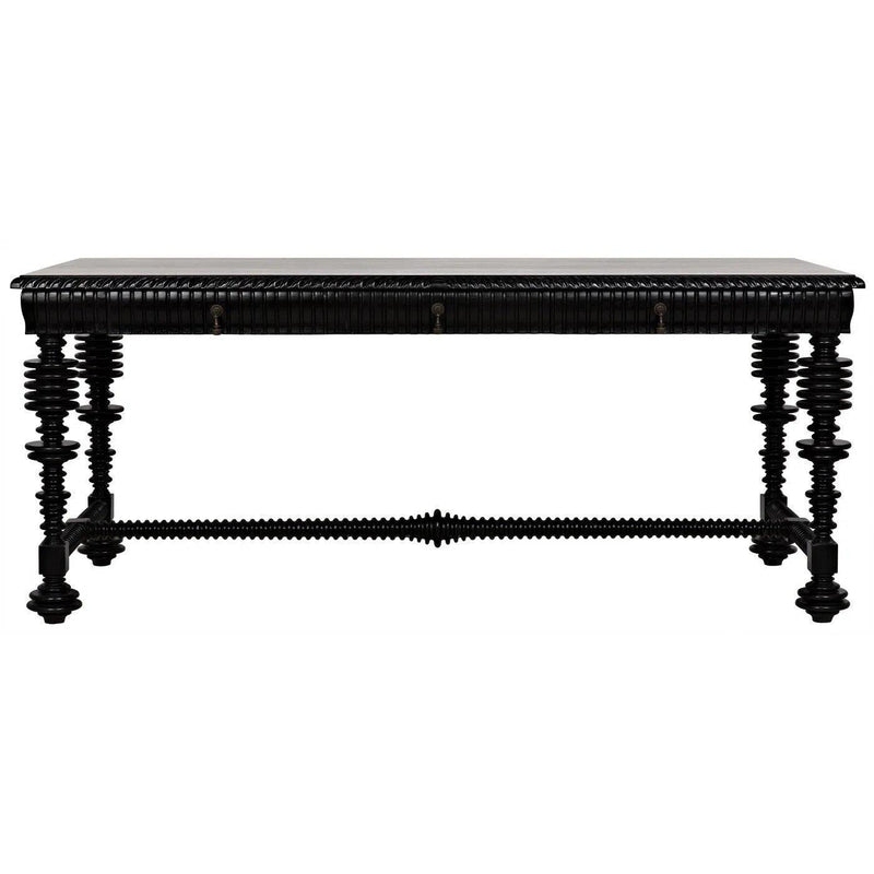 Portuguese Black Dining Table Carved Wood Dining Tables LOOMLAN By Noir