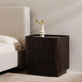 Povera Wood 3 Drawer Nightstand Nightstands LOOMLAN By Moe's Home