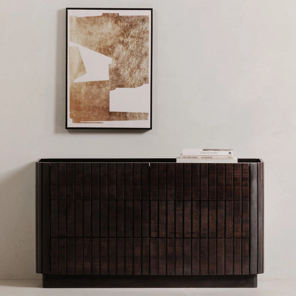 Povera Wood 6 Drawer Dresser Dressers LOOMLAN By Moe's Home