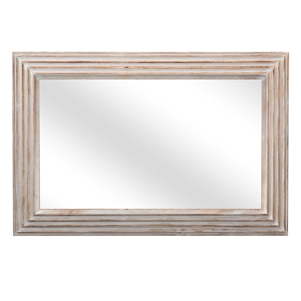 Prichard Wood White Horizontal Wall Mirror Wall Mirrors LOOMLAN By Bassett Mirror