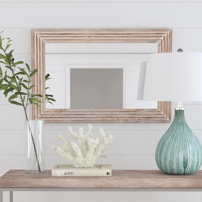 Prichard Wood White Horizontal Wall Mirror Wall Mirrors LOOMLAN By Bassett Mirror