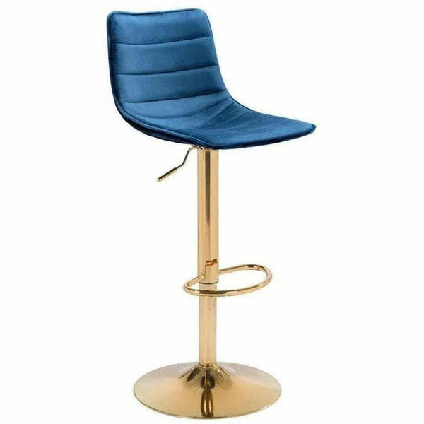 Prima Bar Chair Dark Blue & Gold Bar Stools LOOMLAN By Zuo Modern