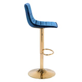 Prima Bar Chair Dark Blue & Gold Bar Stools LOOMLAN By Zuo Modern