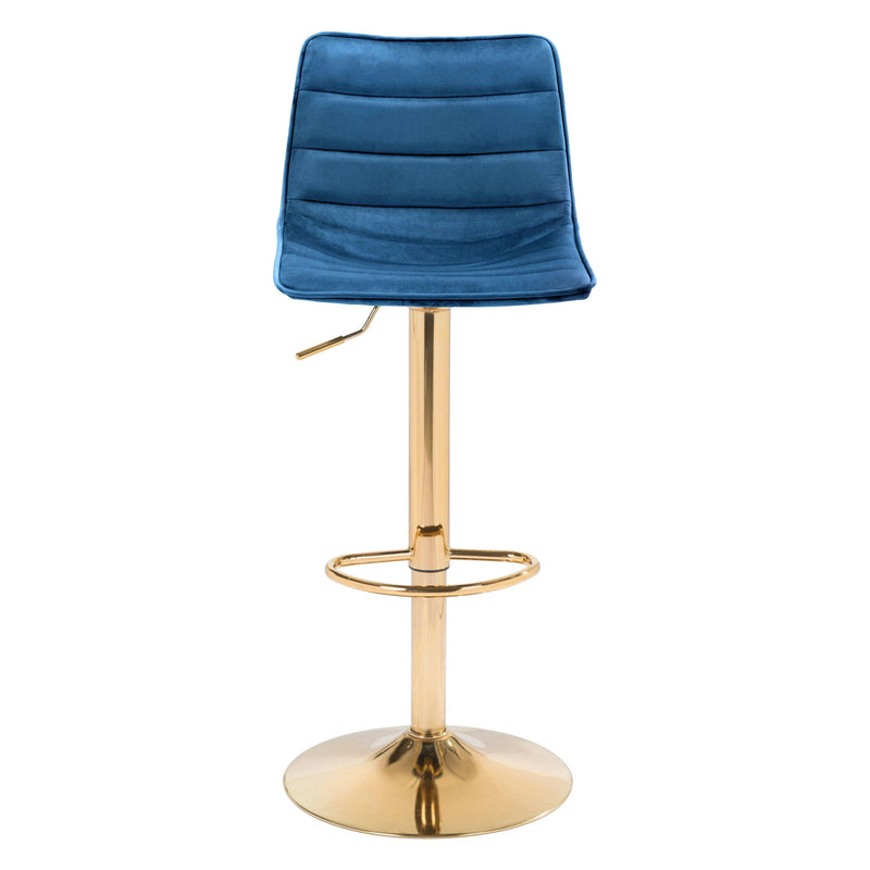 Prima Bar Chair Dark Blue & Gold Bar Stools LOOMLAN By Zuo Modern