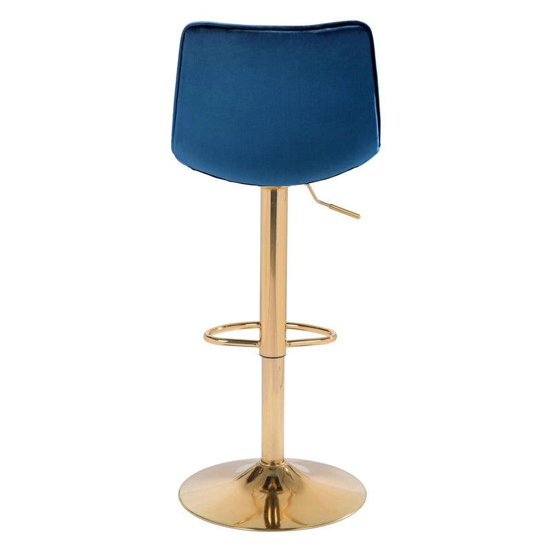 Prima Bar Chair Dark Blue & Gold Bar Stools LOOMLAN By Zuo Modern