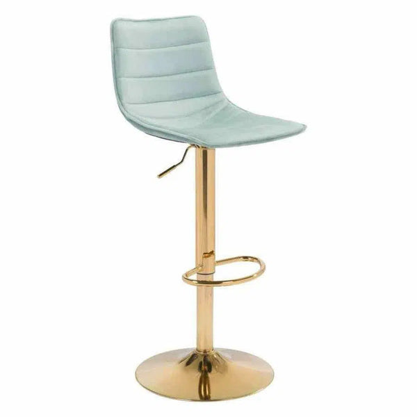 Prima Bar Chair Light Green & Gold Bar Stools LOOMLAN By Zuo Modern