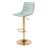 Prima Bar Chair Light Green & Gold Bar Stools LOOMLAN By Zuo Modern