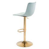 Prima Bar Chair Light Green & Gold Bar Stools LOOMLAN By Zuo Modern