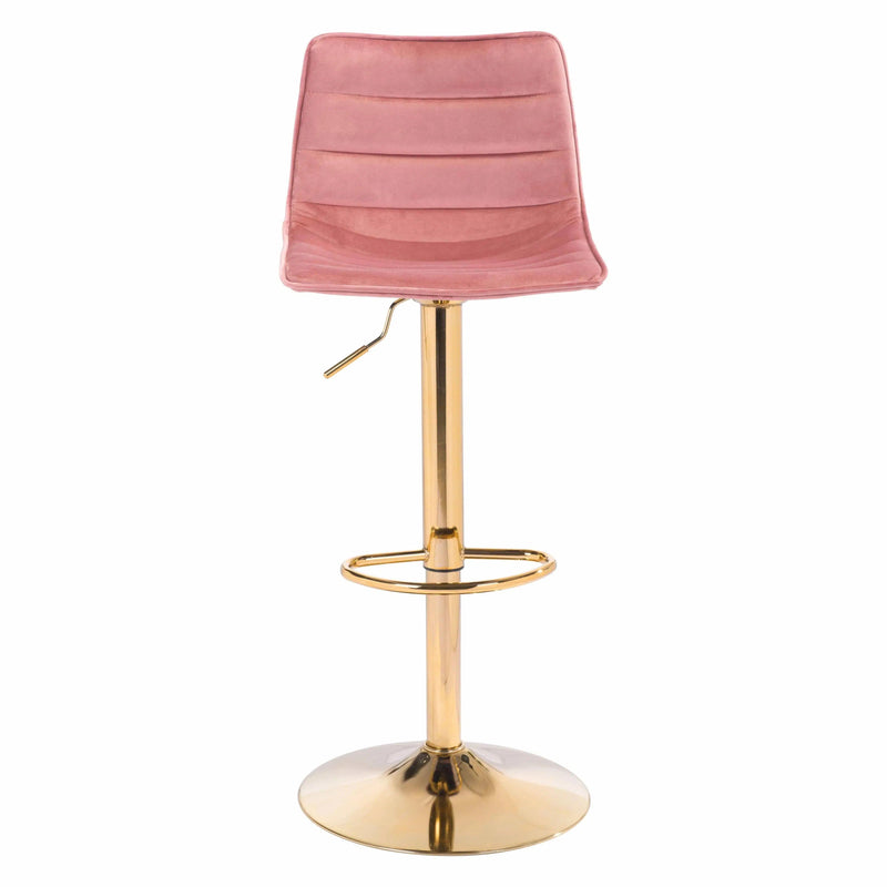 Prima Bar Chair Pink & Gold Bar Stools LOOMLAN By Zuo Modern