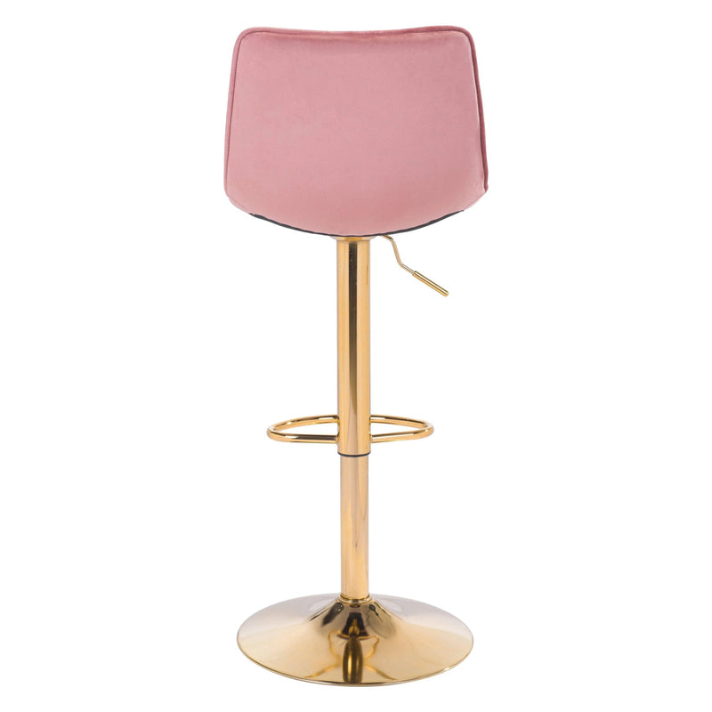 Prima Bar Chair Pink & Gold Bar Stools LOOMLAN By Zuo Modern