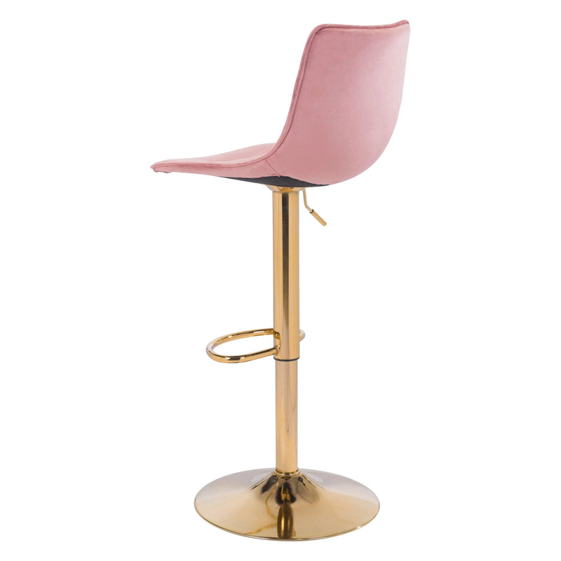 Prima Bar Chair Pink & Gold Bar Stools LOOMLAN By Zuo Modern