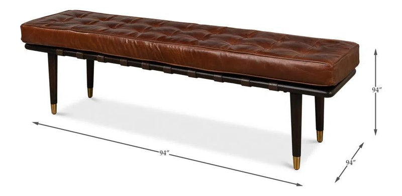 Prince Albert Bench Natural Leather Bedroom Benches LOOMLAN By Sarreid