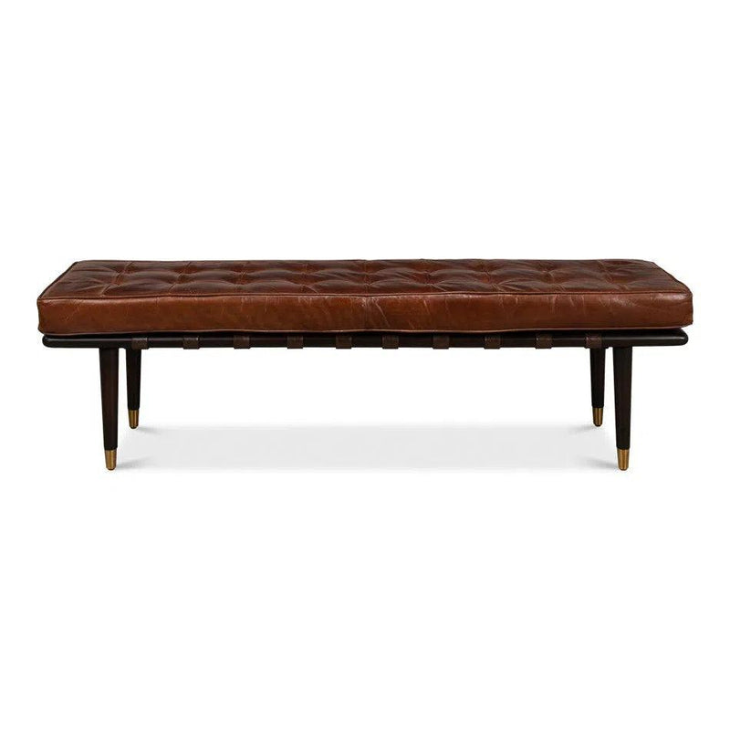 Prince Albert Bench Natural Leather Bedroom Benches LOOMLAN By Sarreid