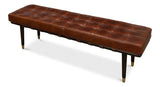 Prince Albert Bench Natural Leather Bedroom Benches LOOMLAN By Sarreid