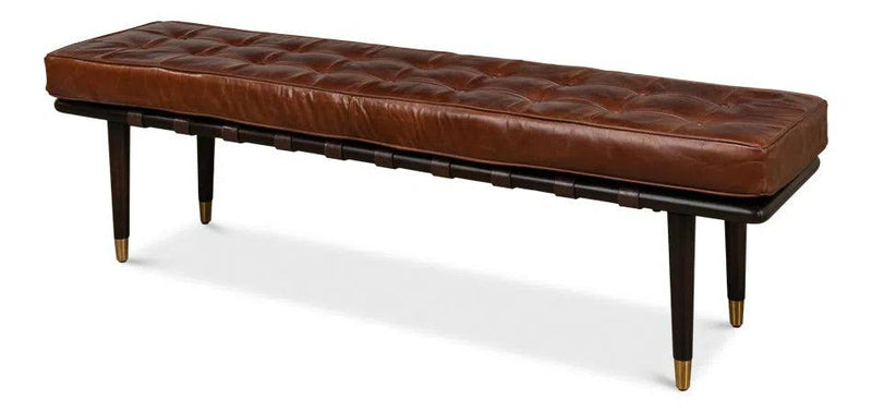 Prince Albert Bench Natural Leather Bedroom Benches LOOMLAN By Sarreid