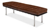 Prince Albert Bench Vintage Havana Leather Bedroom Benches LOOMLAN By Sarreid